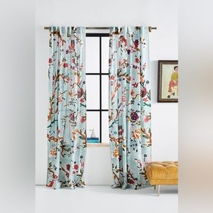 Anthropologie Cecilia Curtain Panels (Qty 4) - Jade / Blue color - 96 x 50”
